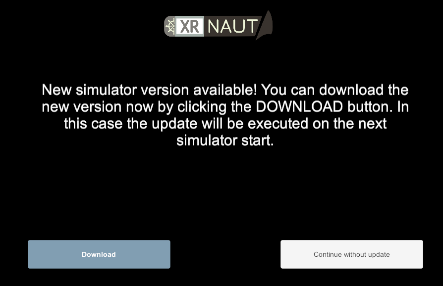 Simulator update notification